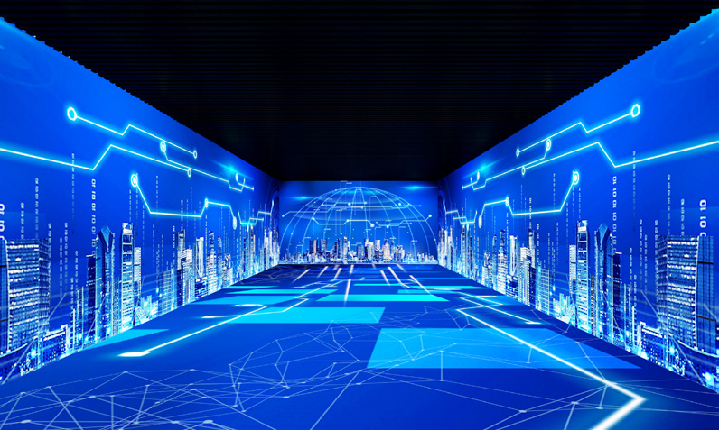 接待"于一体的招商服务功能,打造出一个通透又充满现代化与科技感的